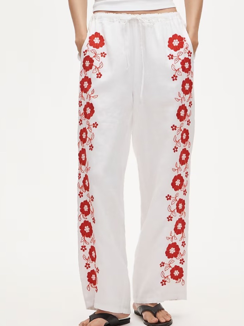 J crew Soleil pant in embroidered linen